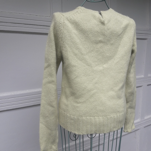 Cashmere Wool Angora Sweater Cable Knit Lt Green S - Picture 4 of 17